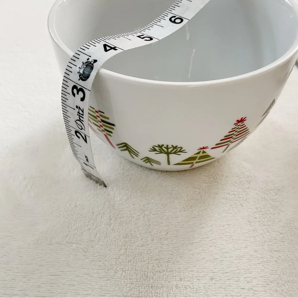 Crate & Barrel Julia Rothman Yule Town Nesting Bowls Set of 2 Christmas Holiday